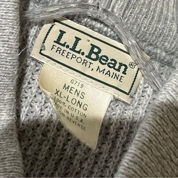 Vintage LL Bean Chunky Knit Sweater Cotton Made in USA Grey Men's Size XL Tall - Picture 6 of 12
